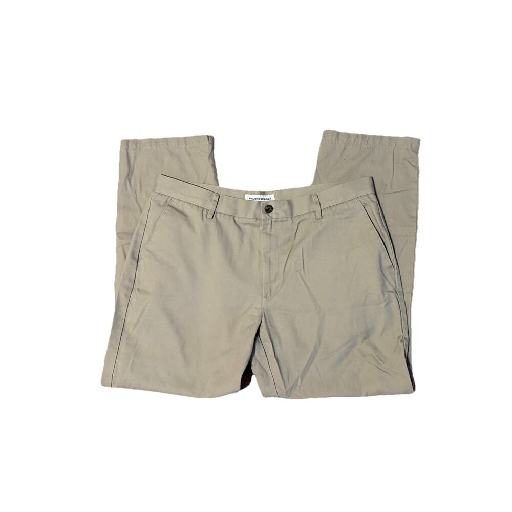 Amazon Essentials Straight Leg Chinos Mens Size 38 x 30 Khakis Dress Pants Tan